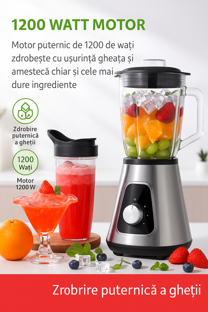 Smoothie Blender , 1500ML,  22 OZ , Sticla + Inox,  1200W - Gdor