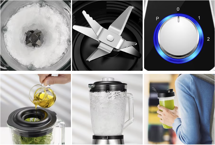 Smoothie Blender , 1500ML,  22 OZ , Sticla + Inox,  1200W - Gdor